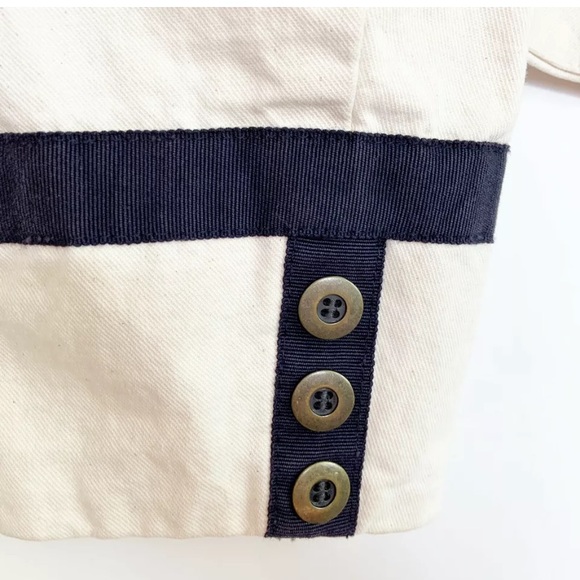 Loft Blazer Jacket Cream Navy Size 12 - Picture 2 of 8